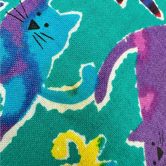 Vintage Lands End Abstract Cat Watercolor Beach Ball Sewn Cotton Regular Necktie - Picture 3 of 5